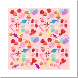 Pink Sweets Candy, Treats and Chocolate Pattern Posters and Art